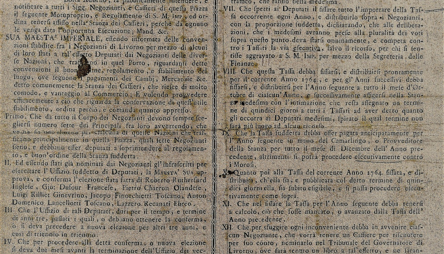 La curiosità: il decreto istitutivo della Camera di Commercio di Livorno nel 1801